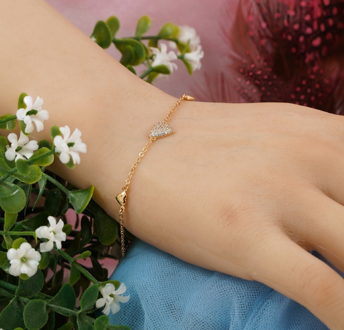 Brazalete Pulsera Corazones Diamantes Oro 24k Amor Propio