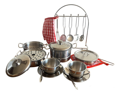 Set Cocina Jueguete Metalica 23 Pcs Niña