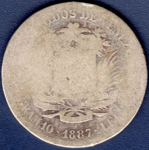 Moneda De Plata De 2 Bolívares De 1887