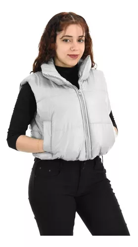 Chaleco Puffer Con Capucha Mujer Negro