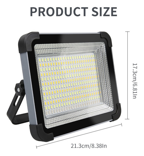 Linterna Solar Recargable De 288 Led Para Acampar Con Gancho
