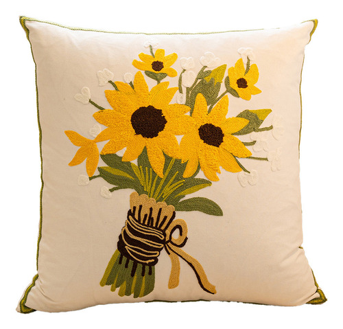 Funda De Almohada V De Algodón Con Forma De Girasol Para Jar