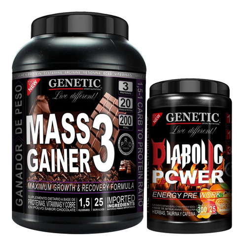 Masa Muscular Gainer 1.5kg Energía Prework Diabolic Genetic