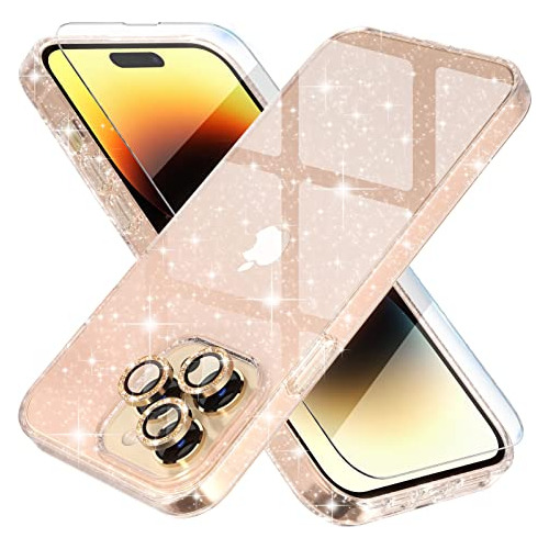 Funda Para iPhone 14 Pro Max Glitter Dorado Plastico-02