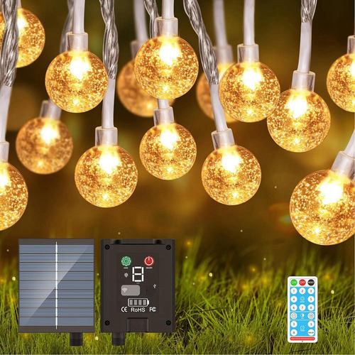 Cadena De Luces Solares De 39,3 Pies, 100 Led, Con Sol Imper