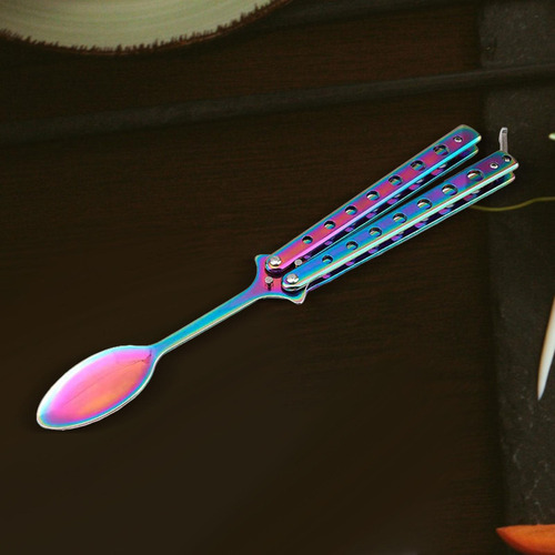 3 Butterfly Spoon Colorful Handle Training Spoon