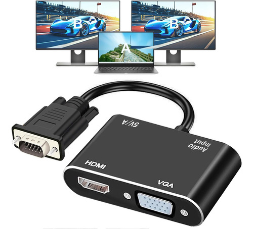 Adaptador Vga A Hdmi+vga Para Monitores Duales, Vga A Vga,