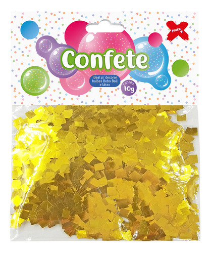 Confete Quadrado Mini 10g Papel Metalizado 0,5cm Ouro Make