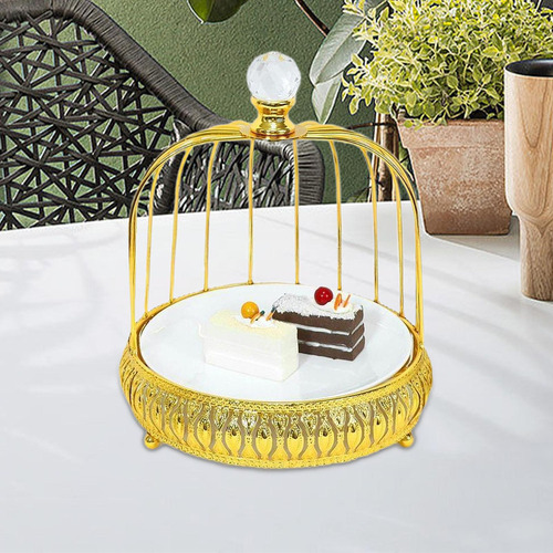 Elegante Soporte De Postre Con Jaula Para Una Sola Capa