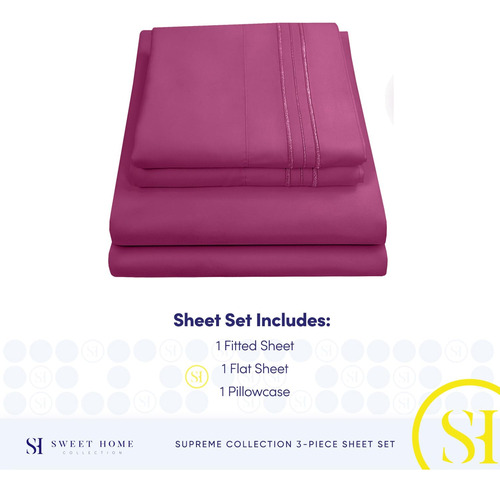 Juego De Sábanas Suaves Individual Xl 1800 Hilos Color Baya