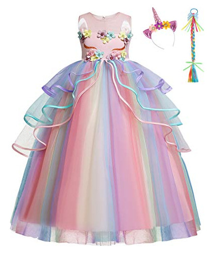 Ropa De Niñas Vestido Unicorn Traje Dieada Accesorios ...