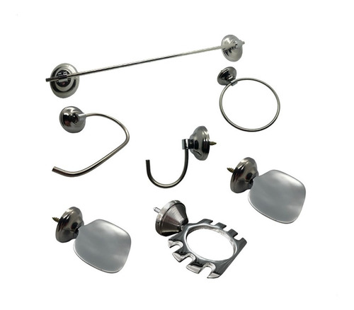 Set Kit Juego Accesorios Baño 7 Piezas Bronce Cromado 