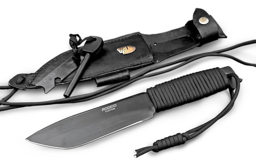 Faca Fr3 Tática Elmo Toda Preta Com Pederneira Edc Bushcraft