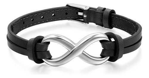 Oidea Pulsera De Cuero Con Símbolo De Infinito De Acero Inox