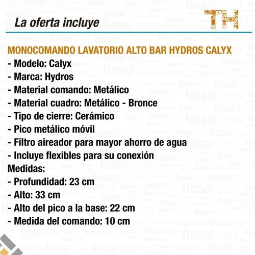 Griferia Monocomando Gourmet Canilla Cocina Alta Sin Interes