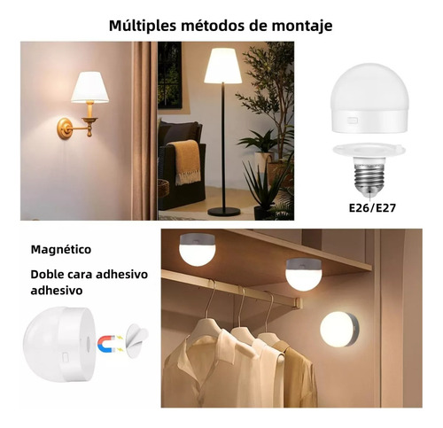 2pcs Bombilla Led Recargable Rgb Con Remoto Base E26 O E27