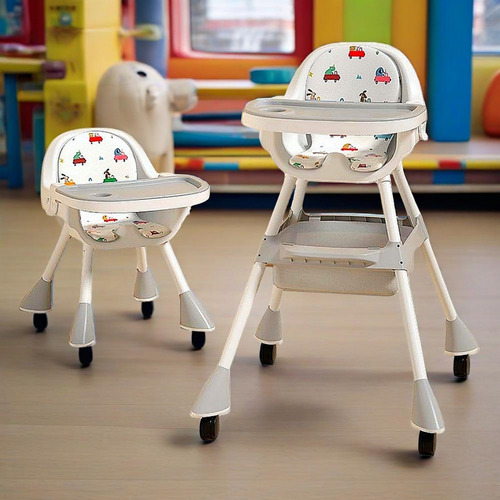 Ajustable Silla Alta Periquera Para Bebé Con Bandeja Silla Para Bebe 3 En 1 Gris