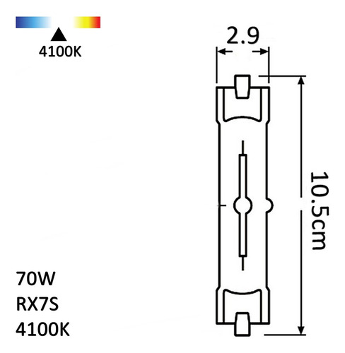 Lâmpada Metalica 70w R7s Branco Neutro 4200k Lm6000 Cor da luz Branco-neutro 220V