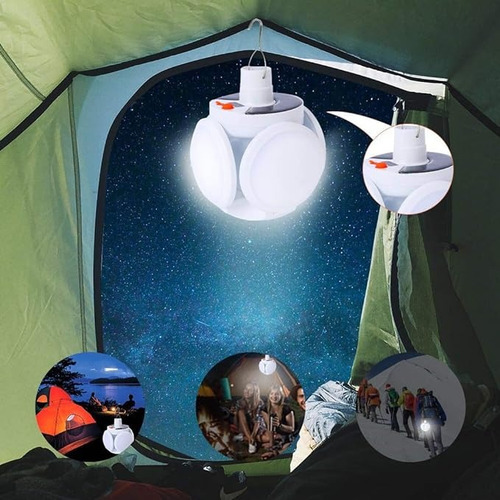 Lámpara Recargable Solar Linterna Camping Led --para Acampar