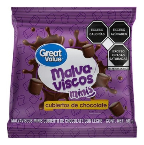 10 Pzas Malvaviscos Minis Con Chocolate 50g Great Value