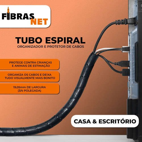 Organizador De Fios Cabos Espiral 2mt 3/4 19mm Informática