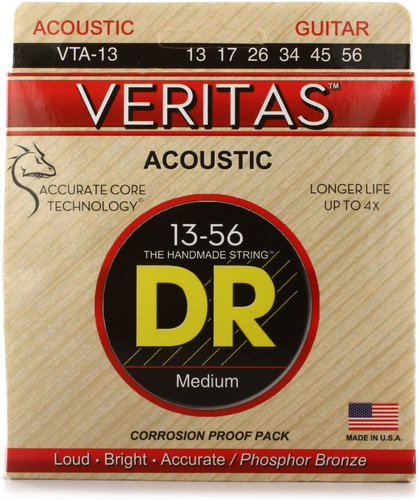 Encordoamento Violão Aço 013 Dr Strings Veritas Vta-13