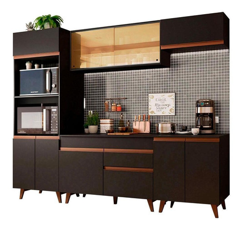 Imagem 2 de 10 de Cozinha Completa Madesa Reims 260002 Armário E Balcão Preto