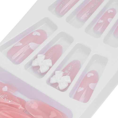 24 Pcs Kit De Uñas Falsas Extraíbles De Las Uñas Falsas