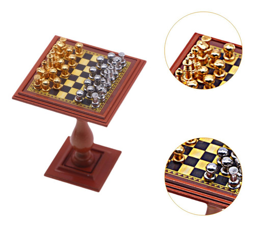 Juego De Ajedrez En Miniatura Para Casa De Muñecas, Mesa De