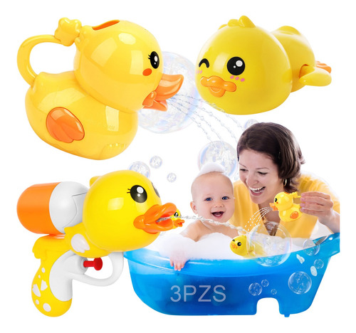 3pzs Juguete De Baño Para Bebé Patito Amarillo Regalo Bebé