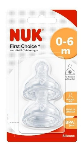 Imagen 2 de 9 de 2 Tetinas 0-6 Meses Nuk Para Mamaderas First Choice+ Flujo S