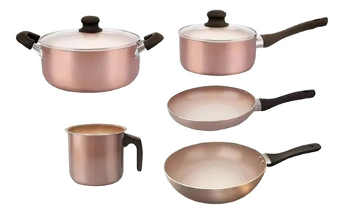 Batería Cocina Antiadherente Cerámico Cobre Hudson 7 Piezas