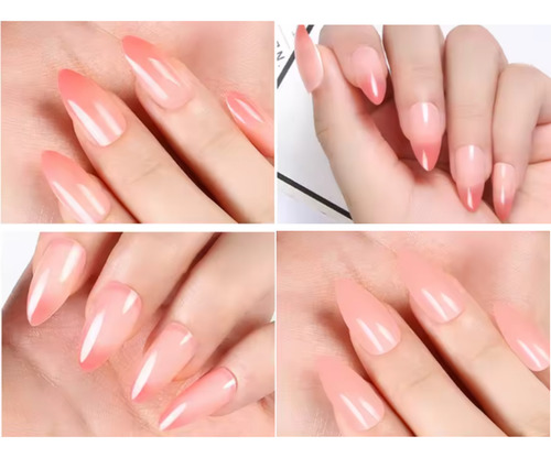 Kit Uñas Postizas Heat Change Presson Cambia Color 12 Piezas Morado Gris