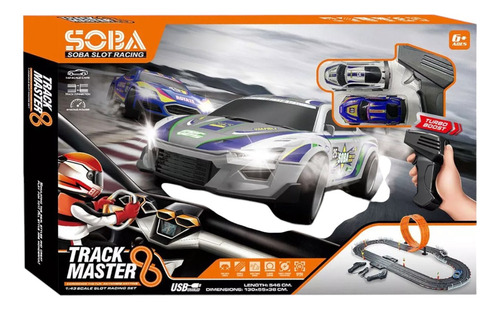 Pista De Auto Da Vueltas Escala 1:43 Track Master Color Negro