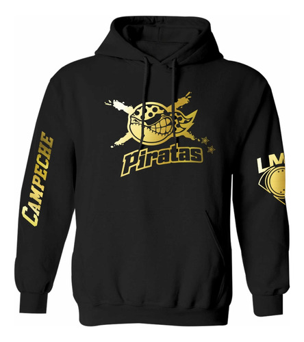 Sudadera Negra Modelo Piratas De Campeche Gold