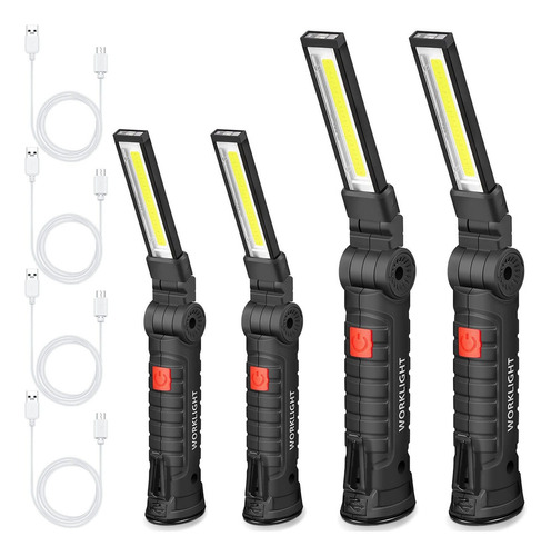 Luz De Trabajo Led De 4 Piezas Con Base Magnética Y Soporte