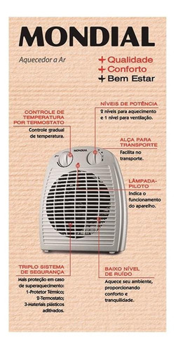 Imagem 4 de 4 de Aquecedor Elétrico Mondial 2 Temperaturas 1500 Watts