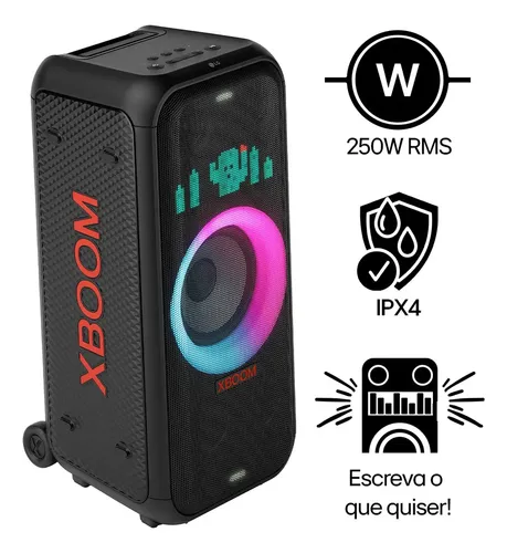 Caixa de som Bluetooth LG XBOOM 250W RMS, 20 horas de bateria, IP...