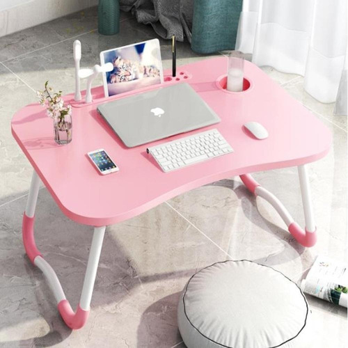 Mesa Notebook Home Office Com Usb Ventilador Iluminação Rosa