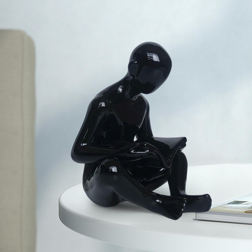 Lector Estatua Figuras Coleccionables Pensador Negro