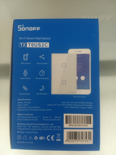 Interruptor Inteligente Wifi Son/off Doble T0us2c