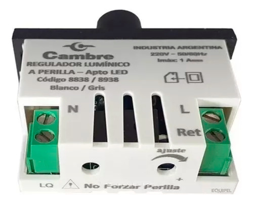 Modulo Regulador Lumínico Con Perilla Cambre Apto Led 8938