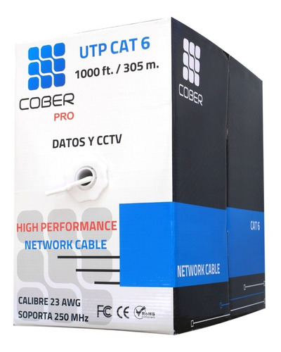 Cable Utp Cat 6 Blanco Red Rj45 Premium 250 Mhz Cctv 300 Mt
