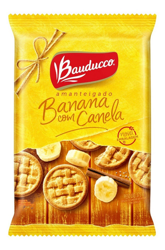 Biscoito Amanteigado Banana Com Canela Bauducco 375g