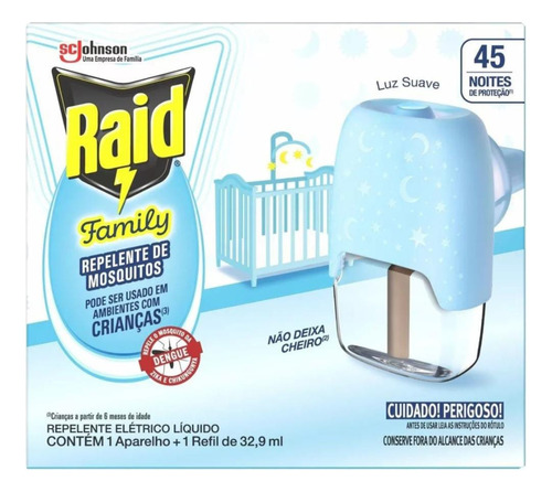 Repelente Raid Eletrico 45 Noites Aparelho+ 01 Refil Kit C/3