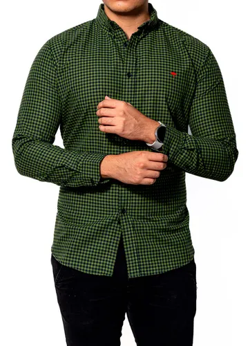 Camisa cuadros verde hombre new arrivals