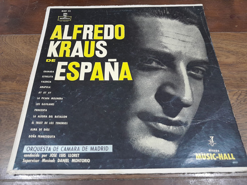 Vinilo - Alfredo Kraus - De España - Arg - 1959
