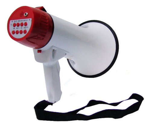Megáfono C/ Micrófono Senon 15w Alcance 800m Con Usb Sd Aux Blanco Y Rojo