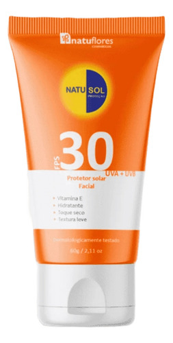 Protetor Solar Facial Toque Seco Fps30 Uv 60g Natusol