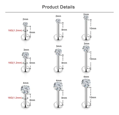 Lcolyoli Piercing Para Tragus Labret Medusa De 16 G, Con Ros